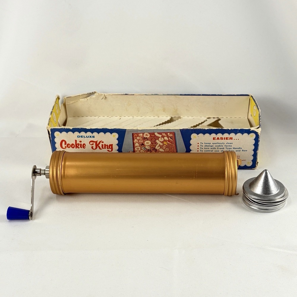 Nordic Ware Deluxe Cookie King Press Spritz Crank 10 Discs Decorator Tip Vintage - Picture 3 of 8